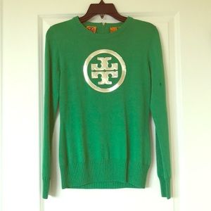 Tory Burch Logo Green Sweater